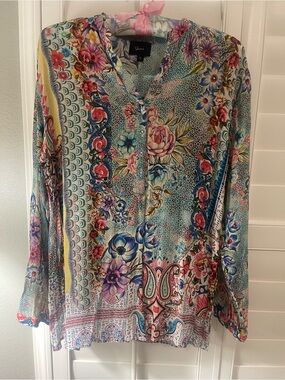 Shana Multicolor Floral V-Neck Tunic with Mixed Prints